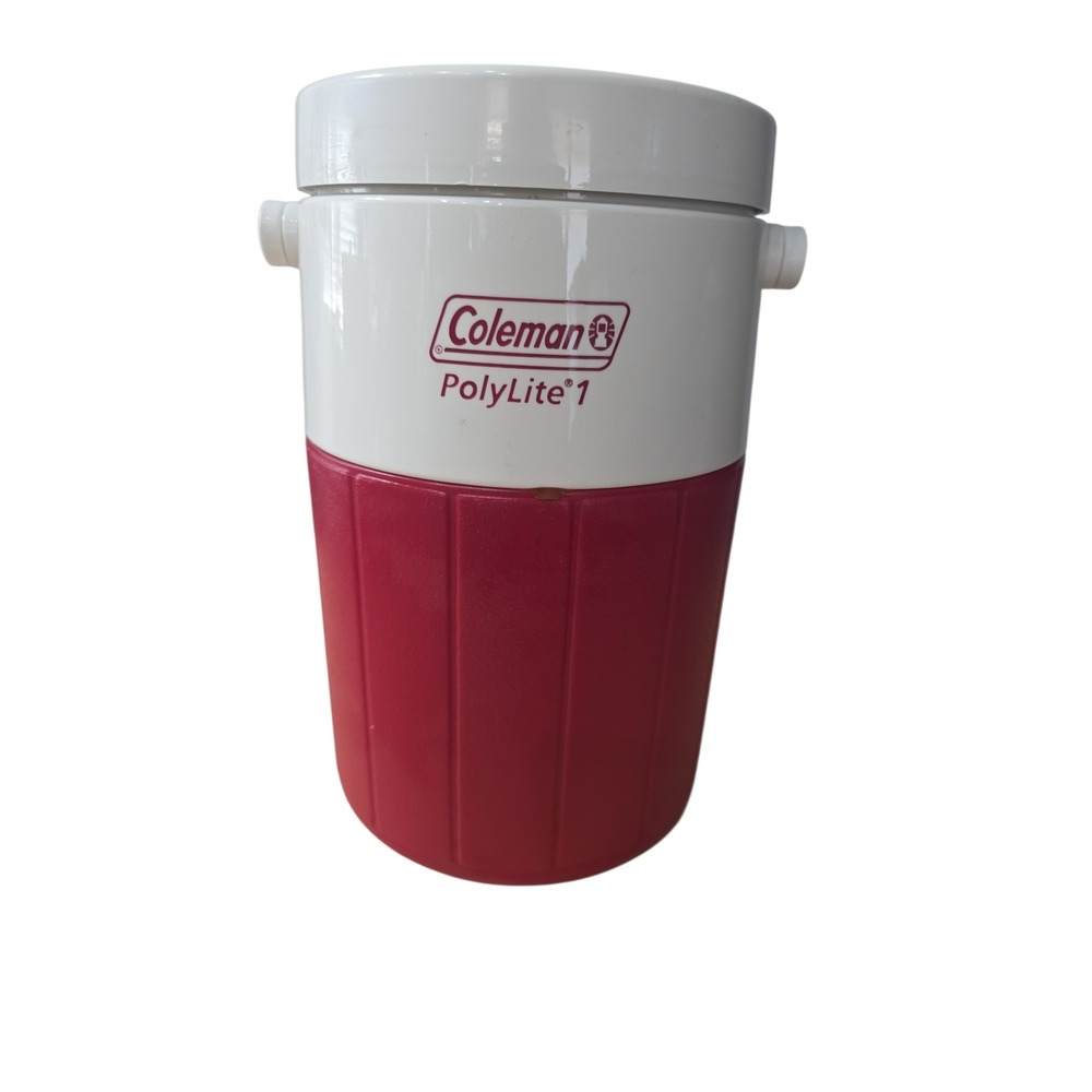 Vtg 1992 Coleman PolyLite 1 (5596) 1-Gallon Water Jug Cooler Red W/ Pour Handle